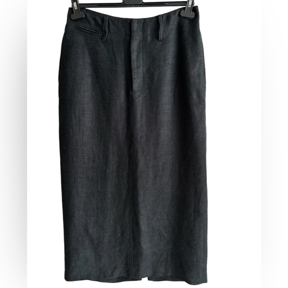 Ralph Lauren Collection Purple Label Black Linen Midi Pencil Skirt Size 6 - Picture 5 of 15